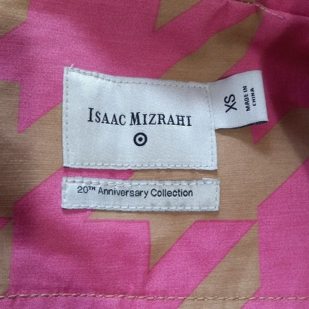 Isaac Mizrahi Target 20th Anniversary Collection Pink & Tan Houndstooth Trench - Picture 10 of 16